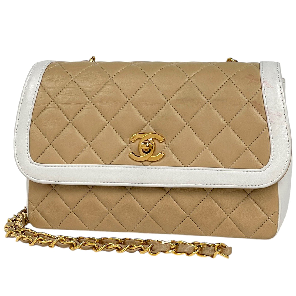 【在庫一掃】 シャネル マトラッセ シングルフラップ チェーン ショルダーバッグ ココマーク ショルダーバッグ レザー ベージュ レディース 【中古】 brbag