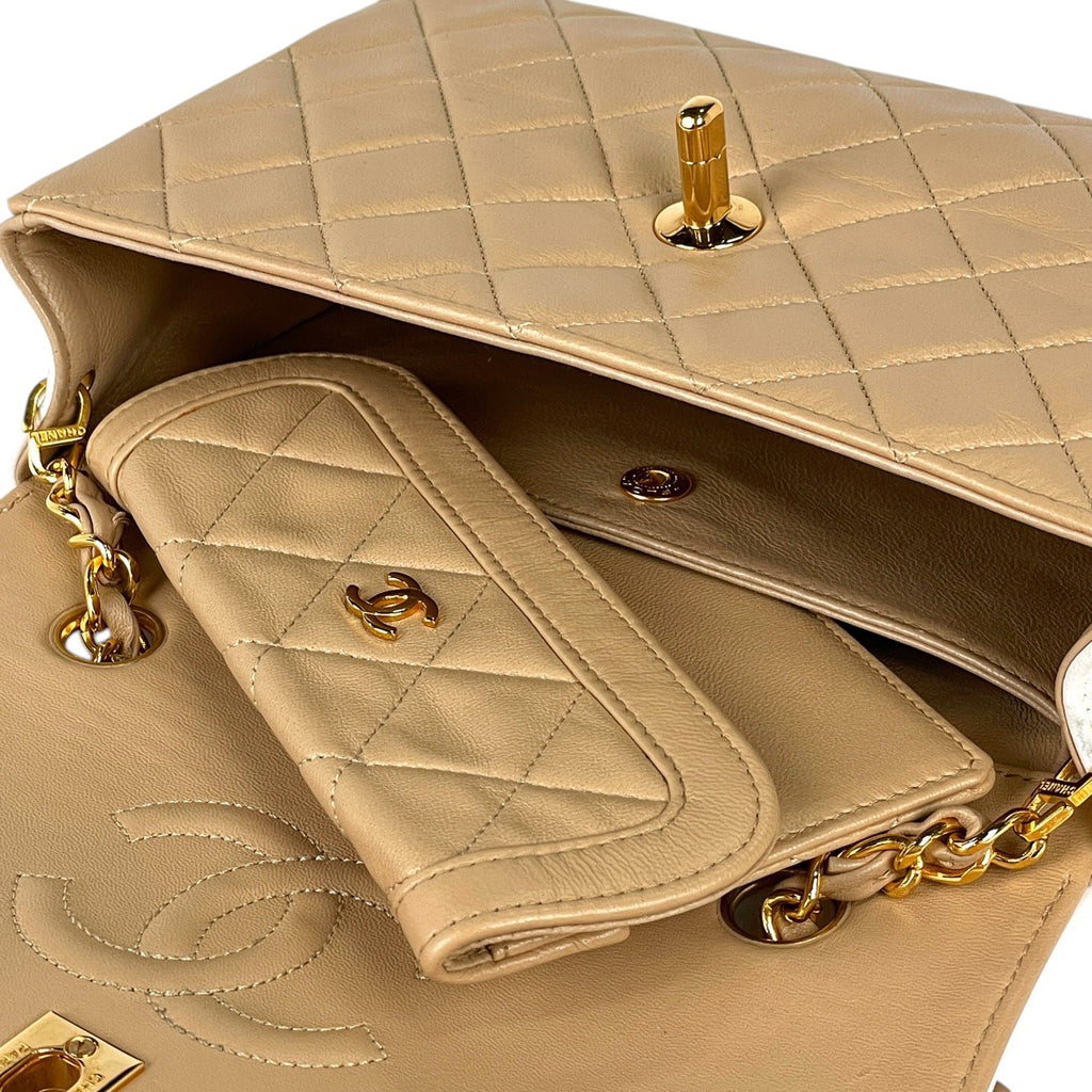 【在庫一掃】 シャネル マトラッセ シングルフラップ チェーン ショルダーバッグ ココマーク ショルダーバッグ レザー ベージュ レディース 【中古】 brbag