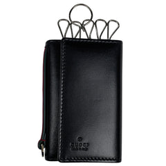 グッチ ロゴ 6連 キーケース キーフック シェリーライン ウェブ キーケース レザー ブラック 131928 レディース 【中古】brbag