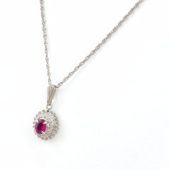ルビー デザインネックレス プラチナ ペンダント メレダイヤ ネックレス Pt900 Pt850 ルビー レディース 【中古】nbjwl
