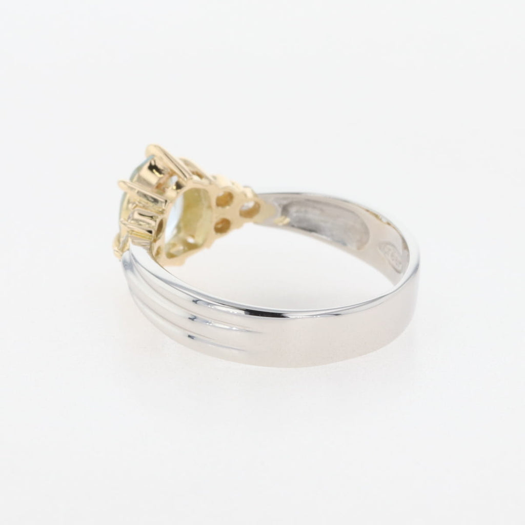 アクアマリン デザインリング プラチナ 指輪 メレダイヤ リング 14号 Pt900 K18 アクアマリン レディース 【中古】nbjwl