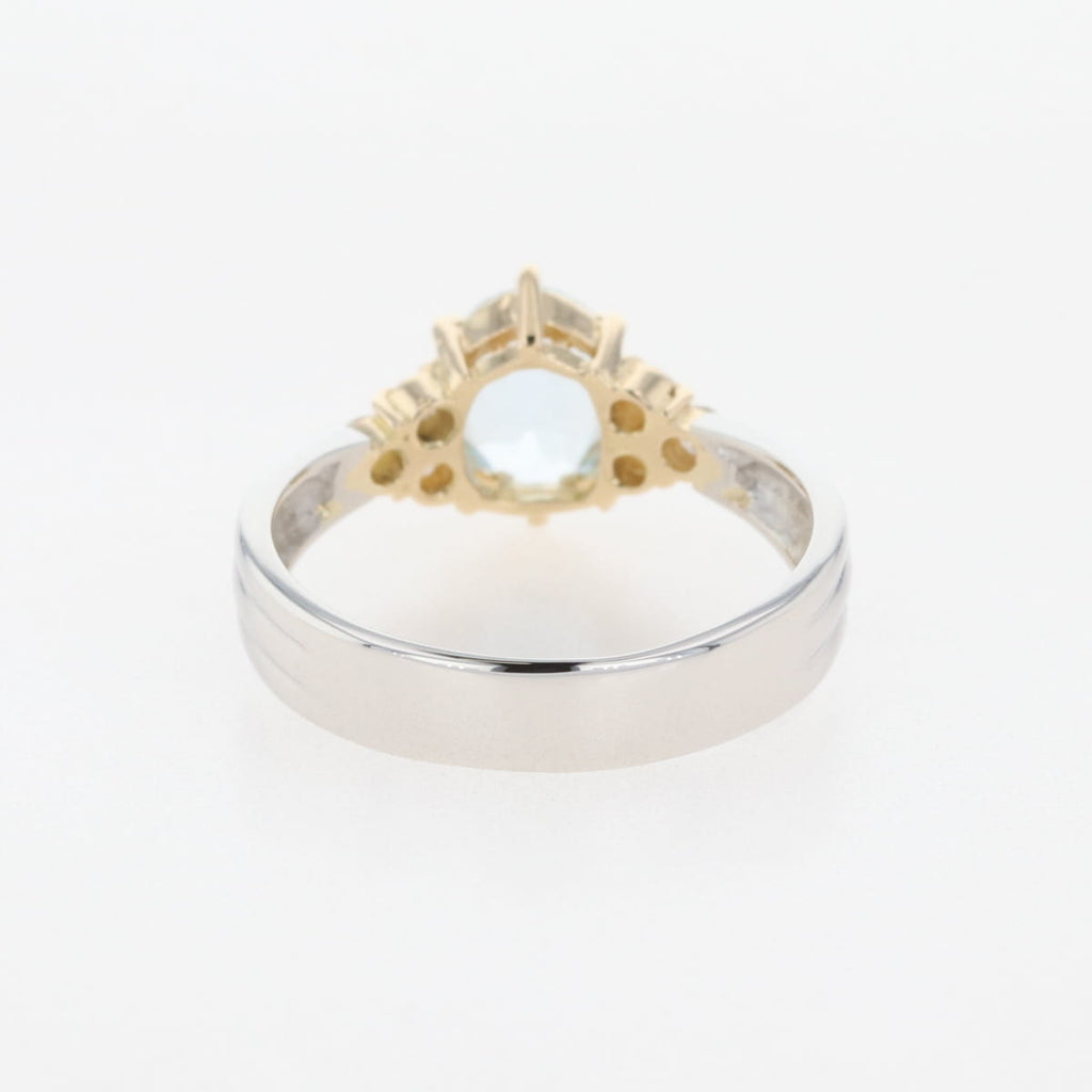アクアマリン デザインリング プラチナ 指輪 メレダイヤ リング 14号 Pt900 K18 アクアマリン レディース 【中古】nbjwl