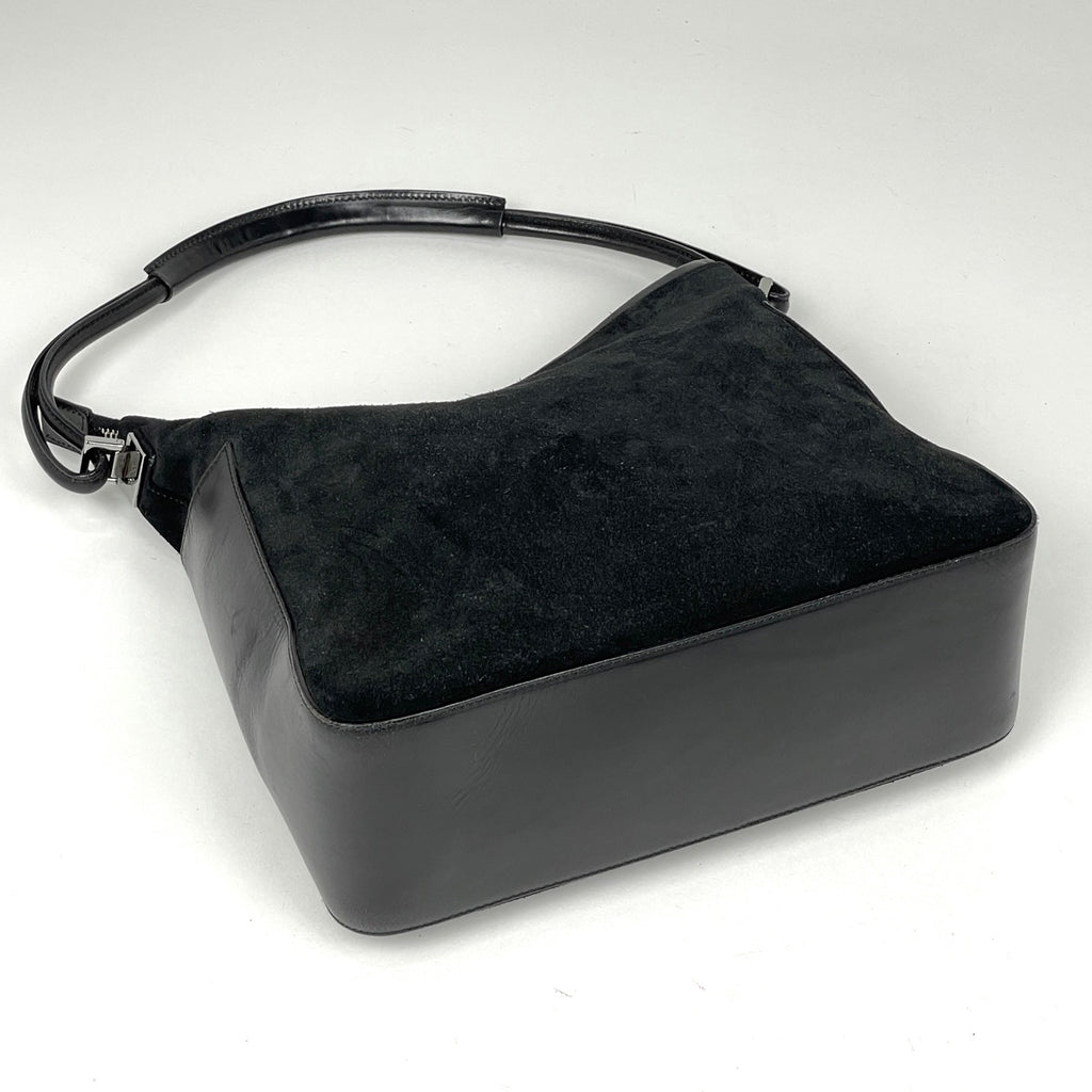 グッチ ロゴ ショルダーバッグ ワンショルダー ショルダーバッグ スエード ブラック 0013766 レディース 【中古】brbag