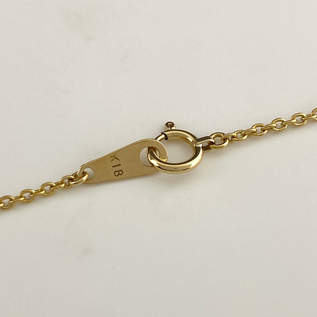 リボンモチーフ デザインネックレス YG イエローゴールド ペンダント メレダイヤ ネックレス K18 750 ダイヤモンド レディース 【中古】nbjwl