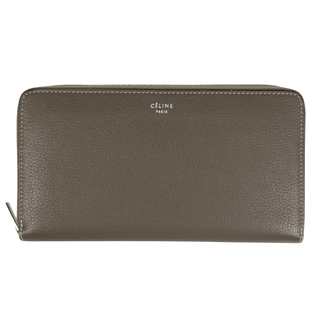 セリーヌ ロゴ ラウンドファスナー 長財布 ラウンドジップ 長財布 レザー ブラウン レディース 【中古】brbag