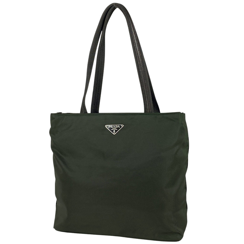 プラダ ロゴプレート トートバッグ ハンドバッグ トートバッグ テスートナイロン グリーン レディース 【中古】brbag