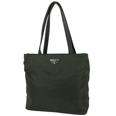 プラダ ロゴプレート トートバッグ ハンドバッグ トートバッグ テスートナイロン グリーン レディース 【中古】brbag