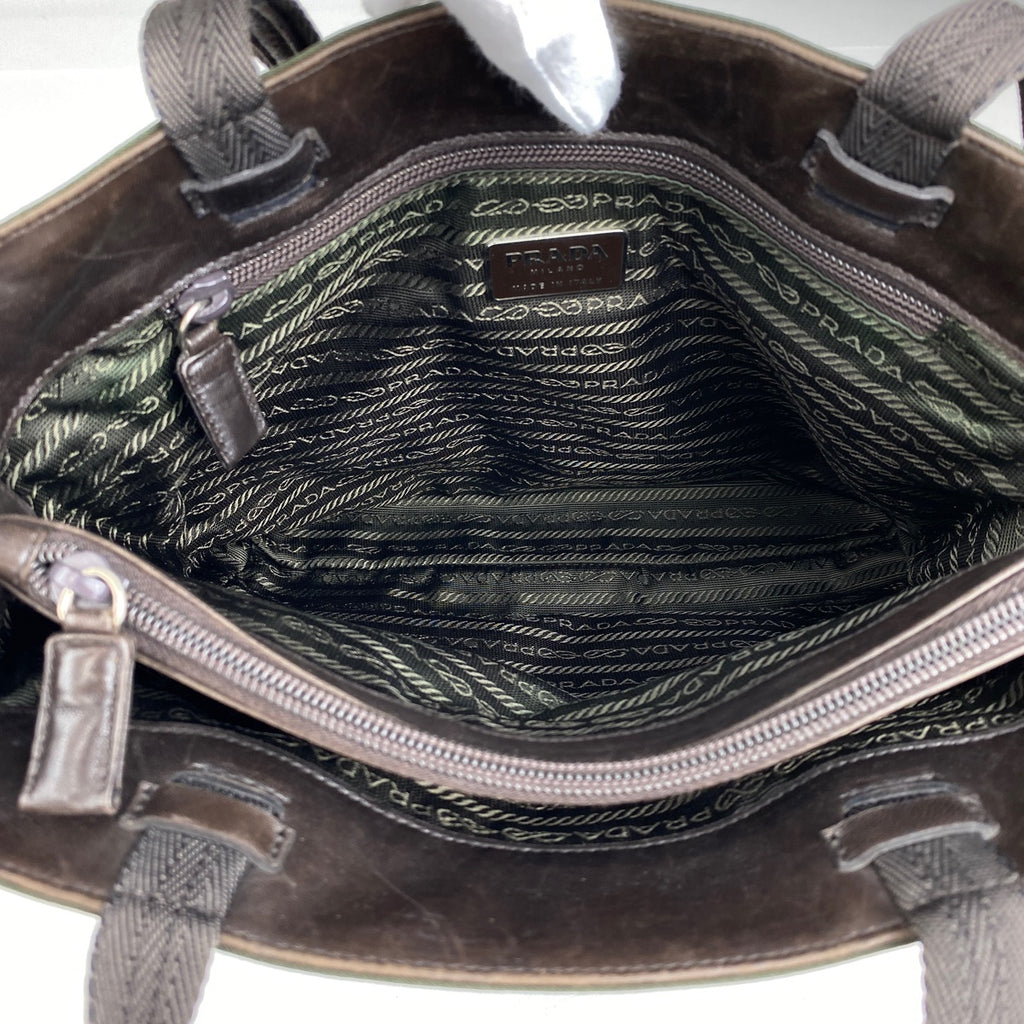 プラダ ロゴプレート トートバッグ ハンドバッグ トートバッグ テスートナイロン グリーン レディース 【中古】brbag