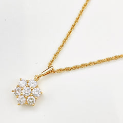 ミキモト フラワーモチーフ デザインネックレス YG イエローゴールド メレダイヤ ペンダント 花 ネックレス K18 ダイヤモンド レディース 【中古】 
 ラッピング可