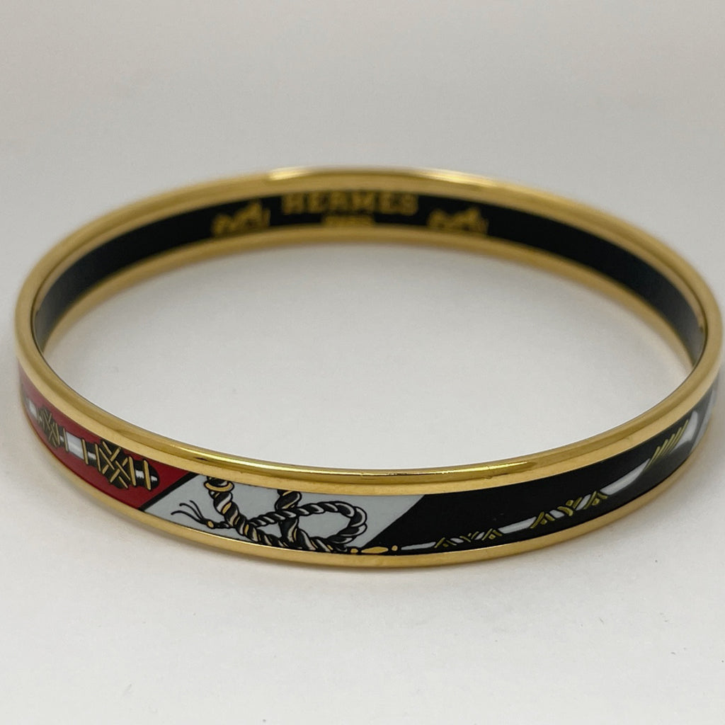 エルメス エマイユ PM 腕輪 七宝焼き バングル GP ゴールド ブラック レッド レディース 【中古】 
 ラッピング可