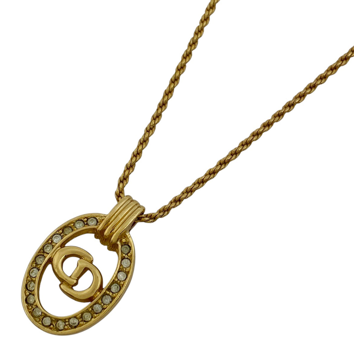 美品★ディオール ネックレス Vモチーフ ゴールド ラインストーン Christian Dior - 【極美品】Dior ディオール ネックレス