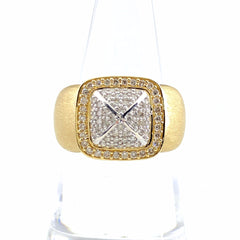 GSTV メレダイヤ デザインリング YG イエローゴールド 指輪 リング 14.5号 K18 ダイヤモンド レディース 【中古】brjwl