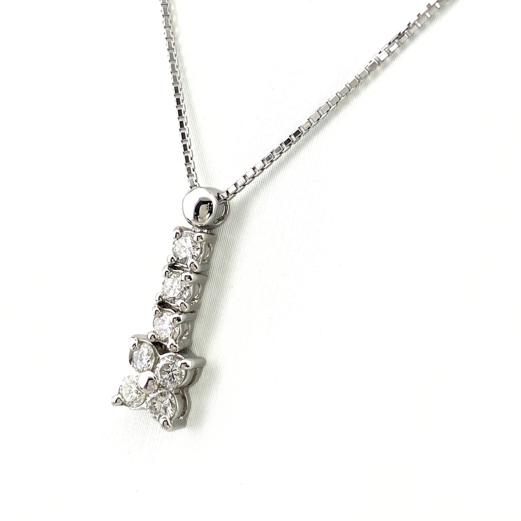 フラワーモチーフ デザインネックレス プラチナ ペンダント メレダイヤ 花 スイング ネックレス Pt900 Pt850 ダイヤモンド レディース 【中古】nbjwl