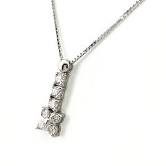 フラワーモチーフ デザインネックレス プラチナ ペンダント メレダイヤ 花 スイング ネックレス Pt900 Pt850 ダイヤモンド レディース 【中古】nbjwl