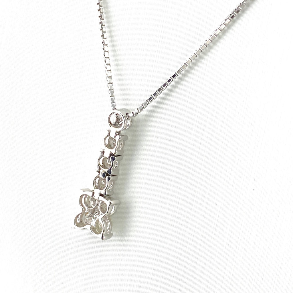 フラワーモチーフ デザインネックレス プラチナ ペンダント メレダイヤ 花 スイング ネックレス Pt900 Pt850 ダイヤモンド レディース 【中古】nbjwl