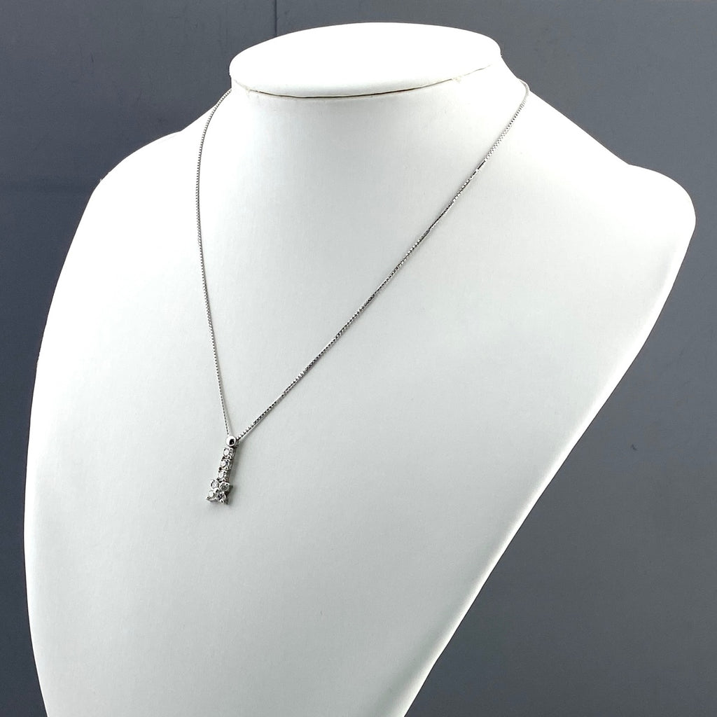 フラワーモチーフ デザインネックレス プラチナ ペンダント メレダイヤ 花 スイング ネックレス Pt900 Pt850 ダイヤモンド レディース 【中古】nbjwl