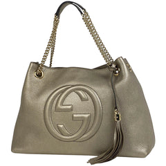 【在庫一掃】 グッチ ソーホー チェーン ショルダーバッグ フリンジ タッセル インターロッキングG ショルダーバッグ レザー ゴールド 308982 レディース 【中古】brbag