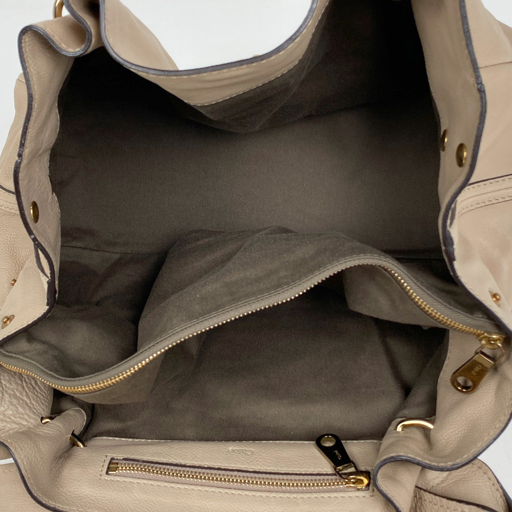 クロエ ロゴ トートバッグ ショルダーバッグ トートバッグ レザー ベージュ レディース 【中古】brbag