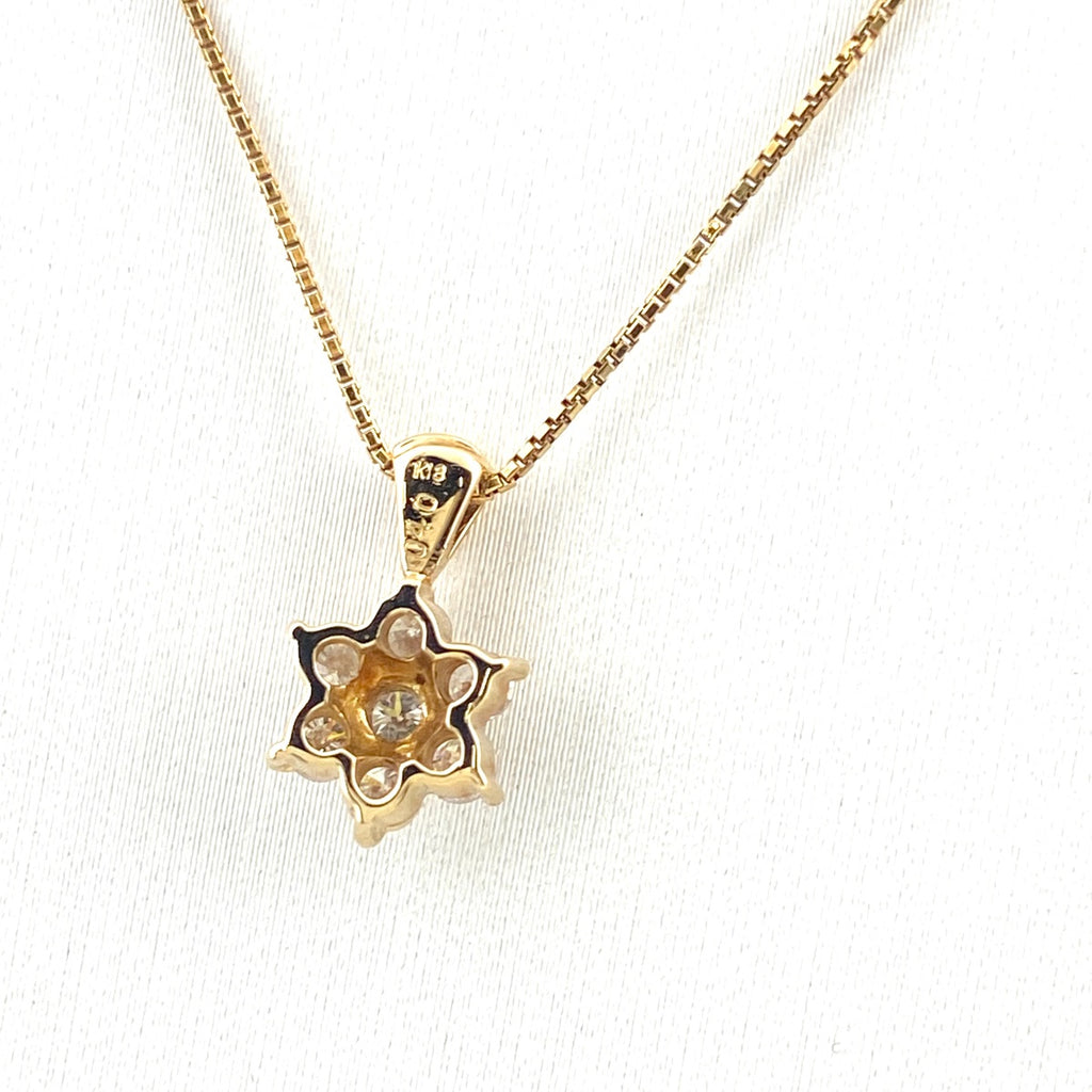 メレダイヤ デザインネックレス YG イエローゴールド ペンダント ネックレス K18 ダイヤモンド レディース 【中古】nbjwl