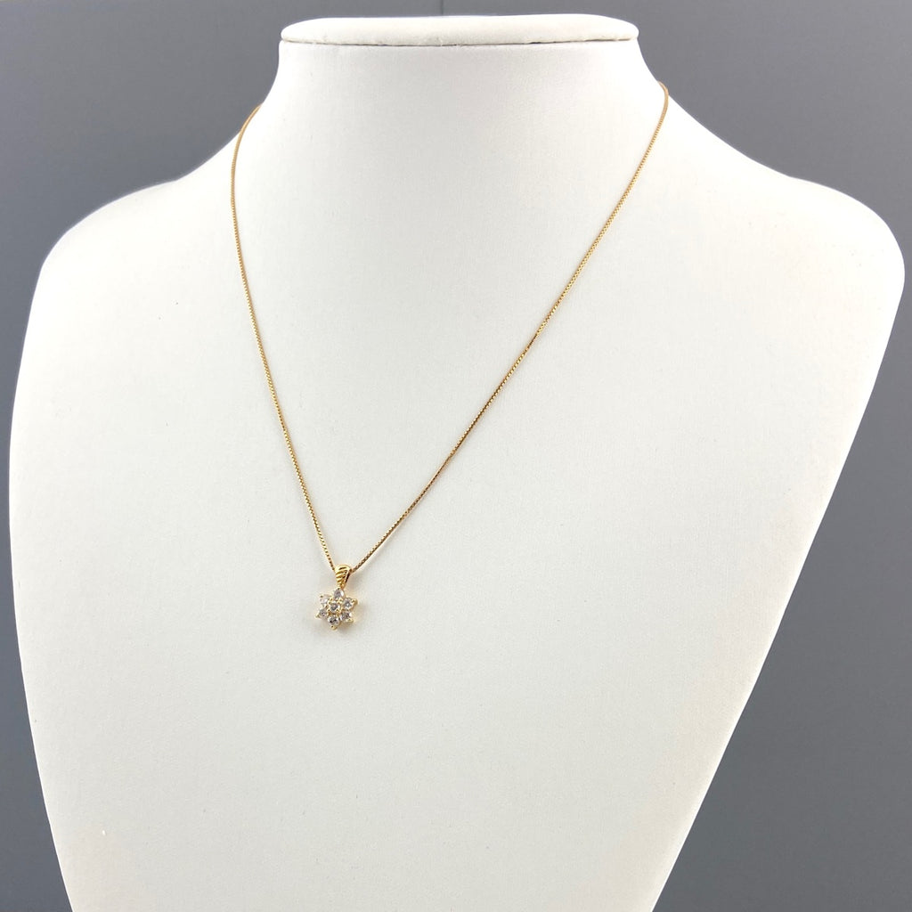 メレダイヤ デザインネックレス YG イエローゴールド ペンダント ネックレス K18 ダイヤモンド レディース 【中古】nbjwl