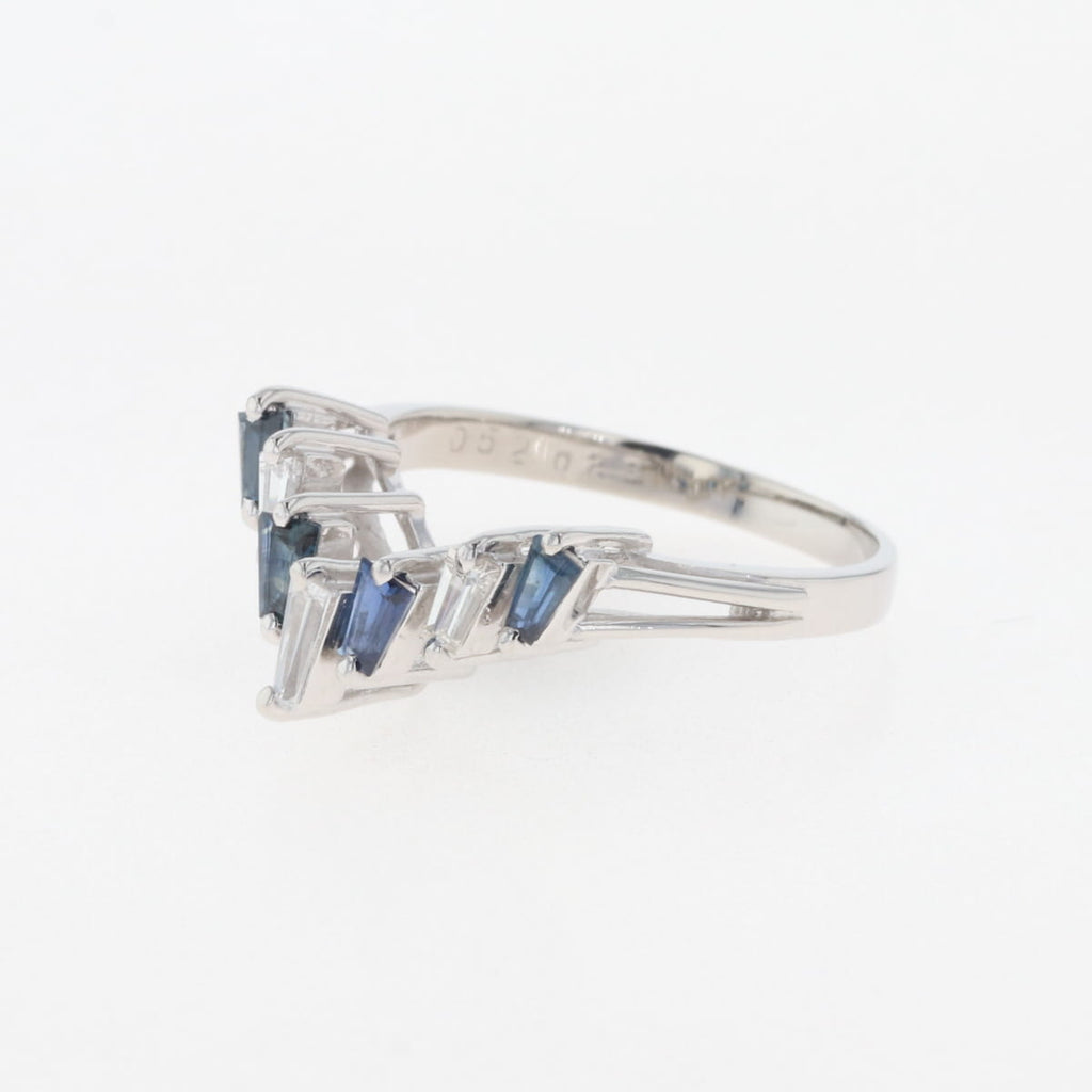 Pt900 サファイヤ1.62ct メレダイヤモンド付 プラチナリングの