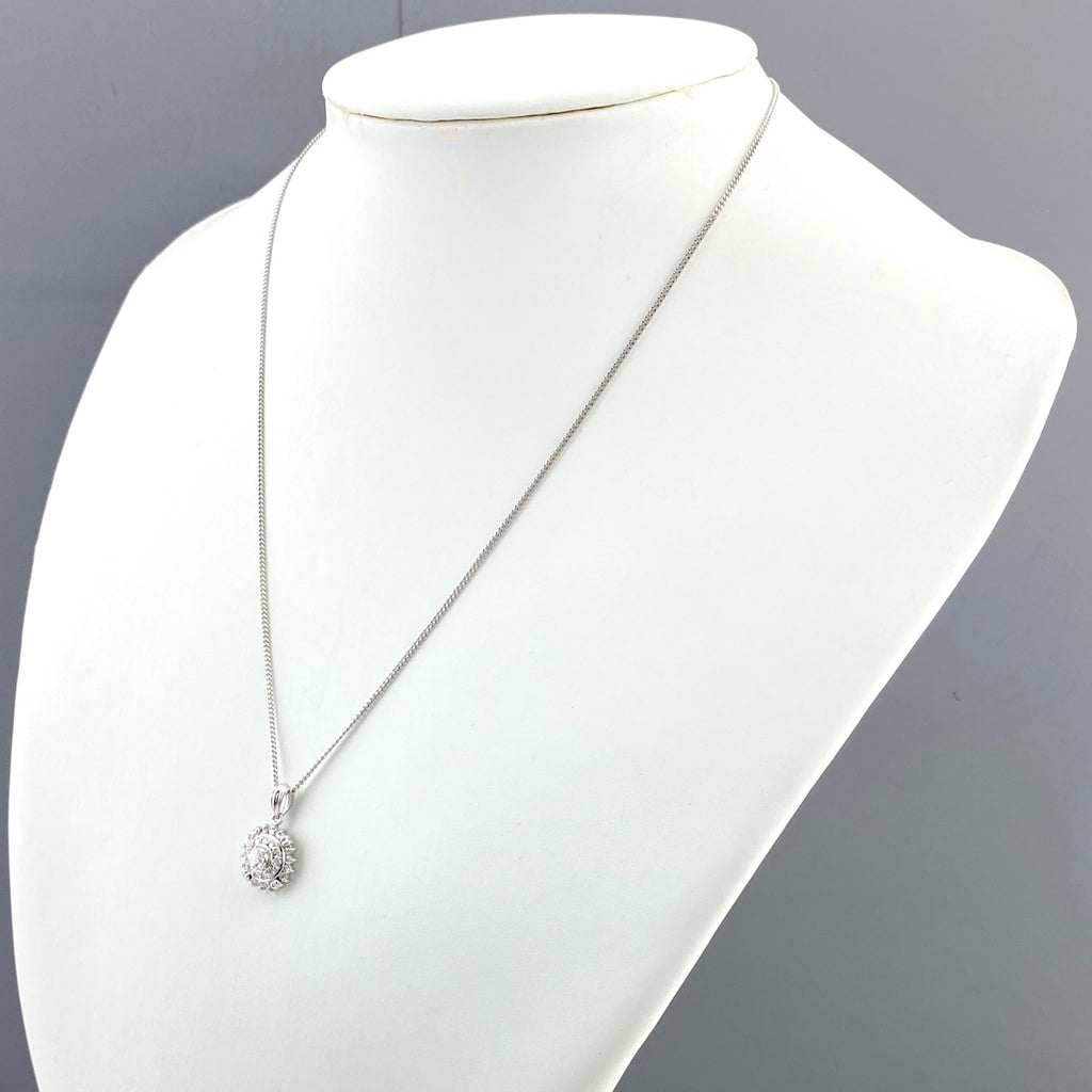 ダイヤモンド デザインネックレス プラチナ ペンダント メレダイヤ ネックレス Pt900 Pt850 ダイヤモンド レディース 【中古】nbjwl