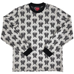 シュプリーム バタフライ ジャガード ロング Tシャツ クルーネック レディース トップス 長袖Tシャツ コットン ブラック ホワイト メンズ 【中古】brapp
