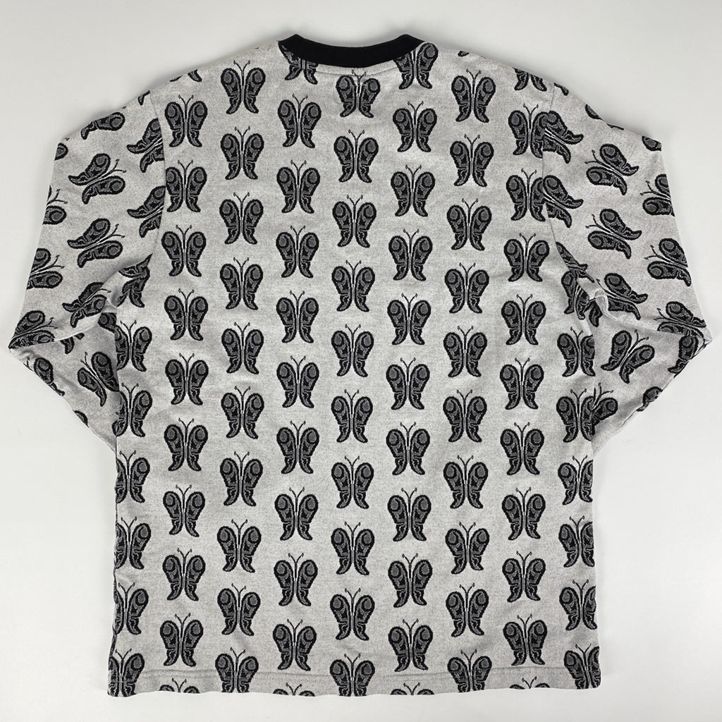 シュプリーム バタフライ ジャガード ロング Tシャツ クルーネック レディース トップス 長袖Ｔシャツ コットン ブラック ホワイト メンズ 【中古】brapp