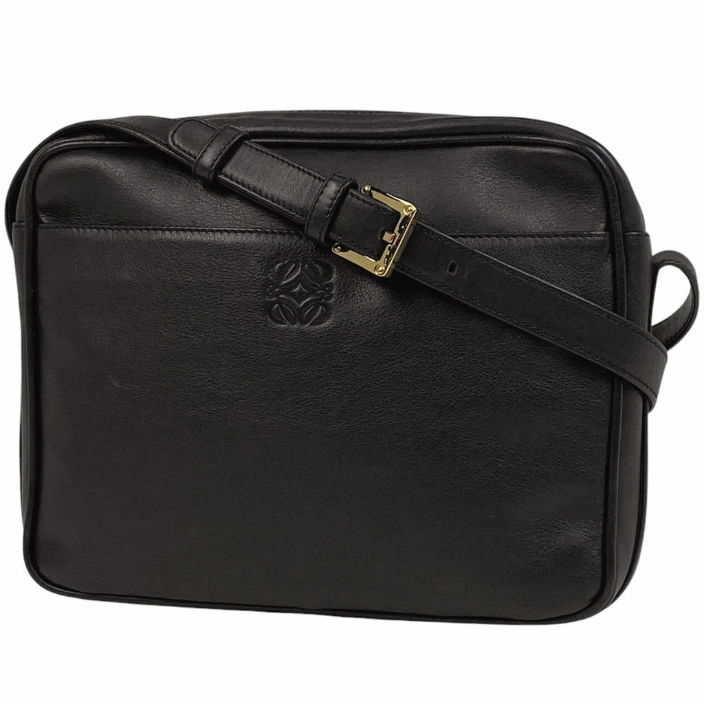 ロエベ アナグラム ショルダーバッグ レザー ブラック レディース 【中古】brbag
