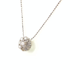 フラワーモチーフ デザインネックレス プラチナ ペンダント メレダイヤ 花 ネックレス Pt900 Pt850 ダイヤモンド レディース 【中古】nbjwl