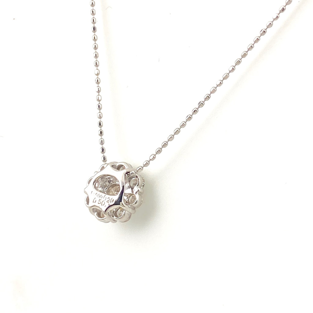 フラワーモチーフ デザインネックレス プラチナ ペンダント メレダイヤ 花 ネックレス Pt900 Pt850 ダイヤモンド レディース 【中古】nbjwl