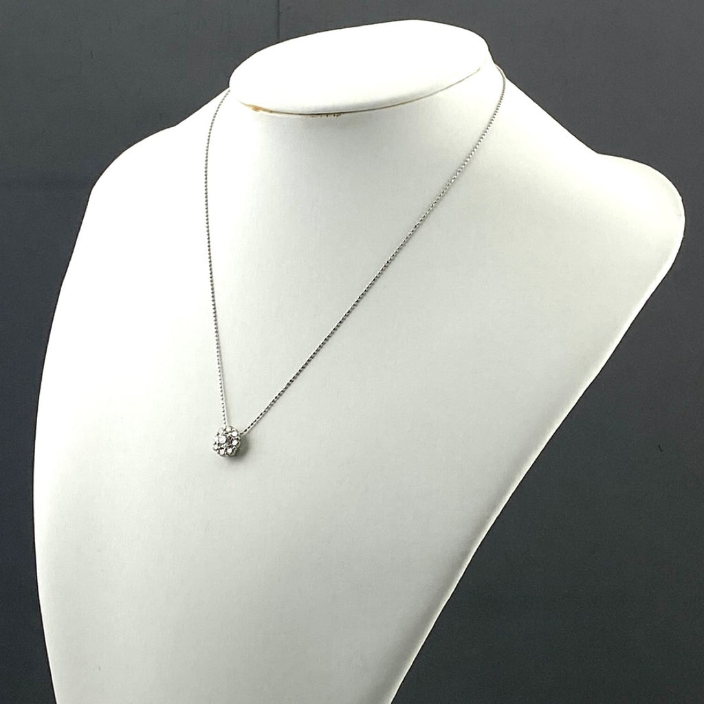 フラワーモチーフ デザインネックレス プラチナ ペンダント メレダイヤ 花 ネックレス Pt900 Pt850 ダイヤモンド レディース 【中古】nbjwl