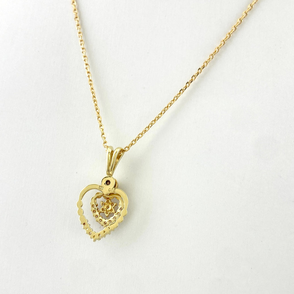 メレダイヤ デザインネックレス YG イエローゴールド ペンダント ネックレス K18 ダイヤモンド レディース 【中古】nbjwl