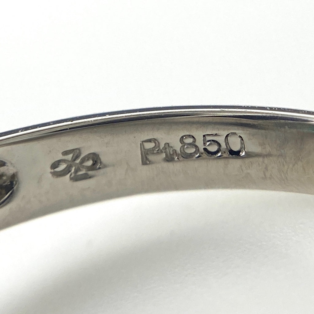エメラルド デザインリング プラチナ 指輪 メレダイヤ リング 10号 Pt850 エメラルド ダイヤモンド レディース 【中古】nbjwl