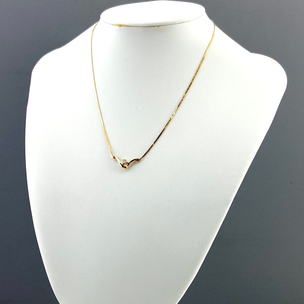 メレダイヤ デザインネックレス YG イエローゴールド ペンダント ネックレス K18 ダイヤモンド レディース 【中古】nbjwl