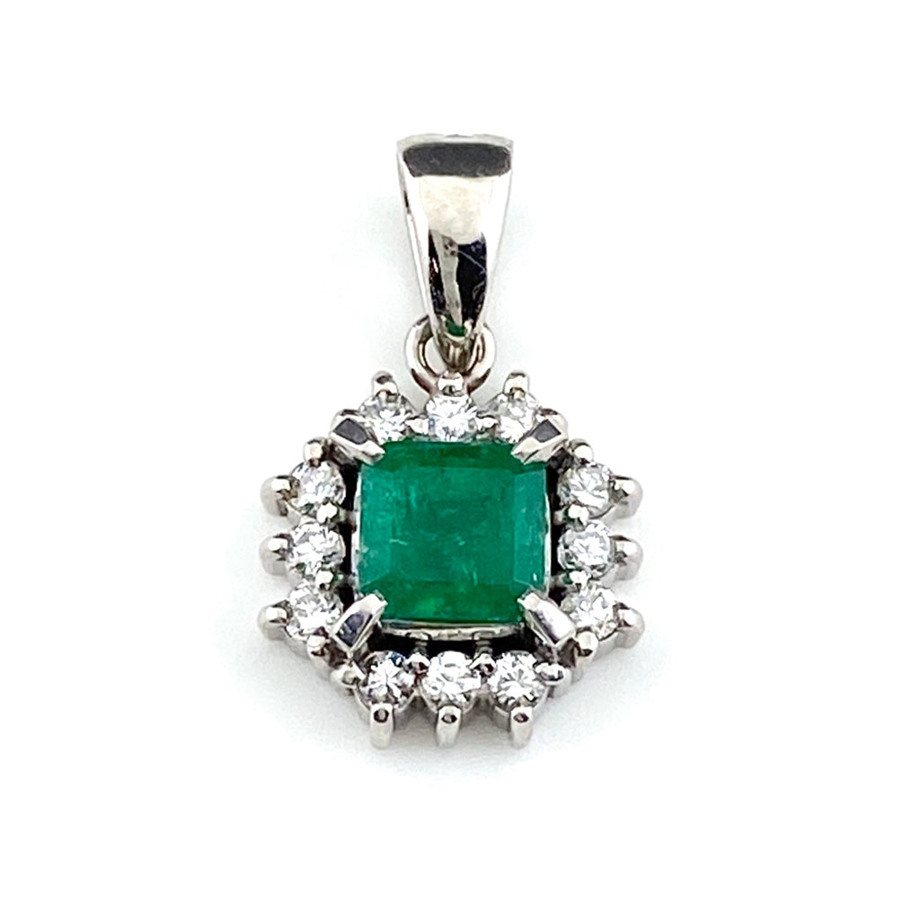 エメラルド デザインペンダントトップ プラチナ メレダイヤ ペンダントトップ Pt900 エメラルド ダイヤモンド レディース 【中古】nbjwl