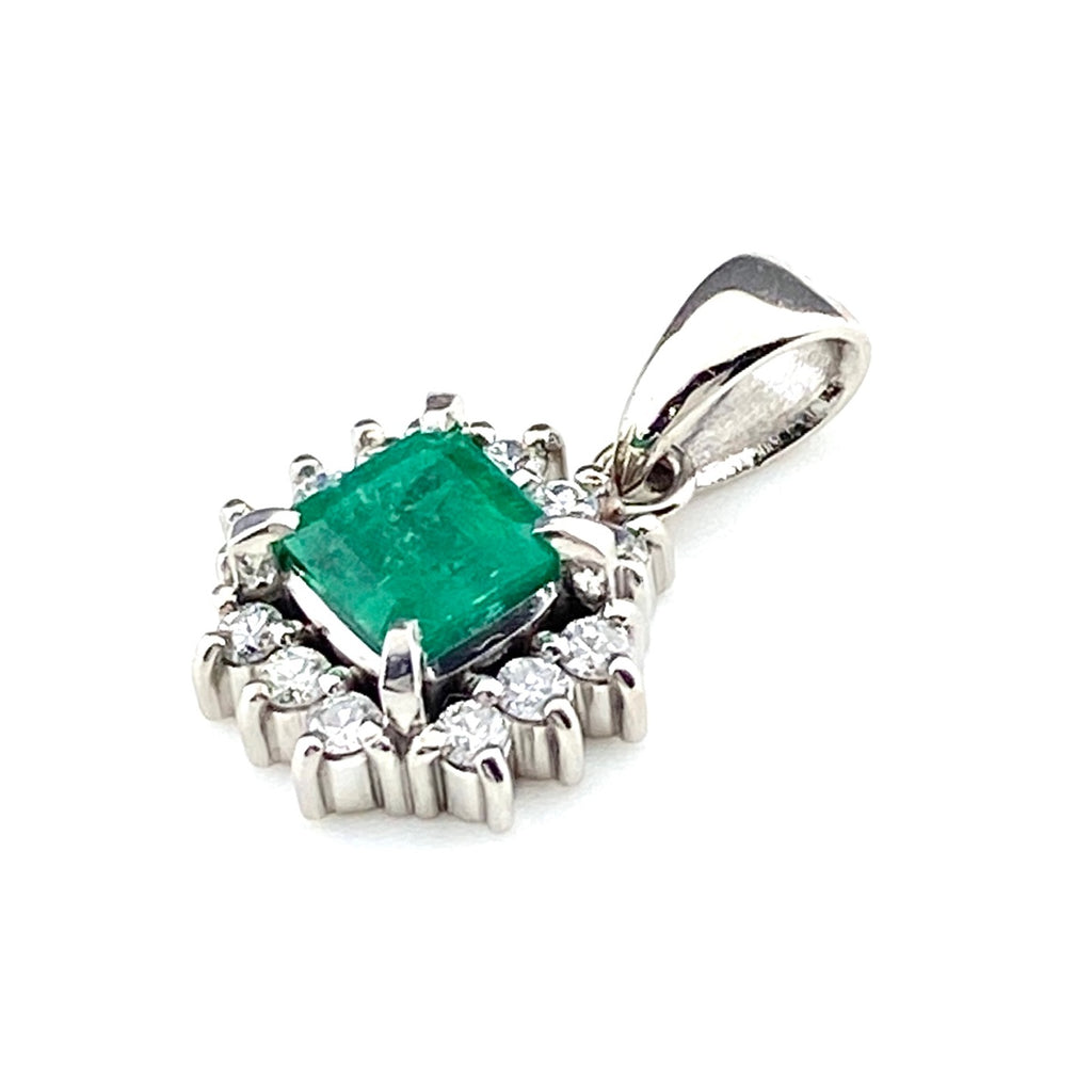 エメラルド デザインペンダントトップ プラチナ メレダイヤ ペンダントトップ Pt900 エメラルド ダイヤモンド レディース 【中古】nbjwl