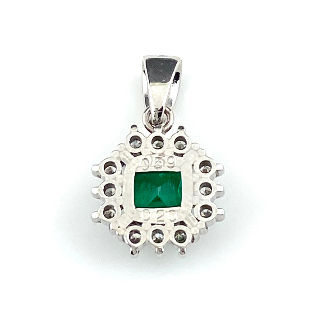 エメラルド デザインペンダントトップ プラチナ メレダイヤ ペンダントトップ Pt900 エメラルド ダイヤモンド レディース 【中古】nbjwl