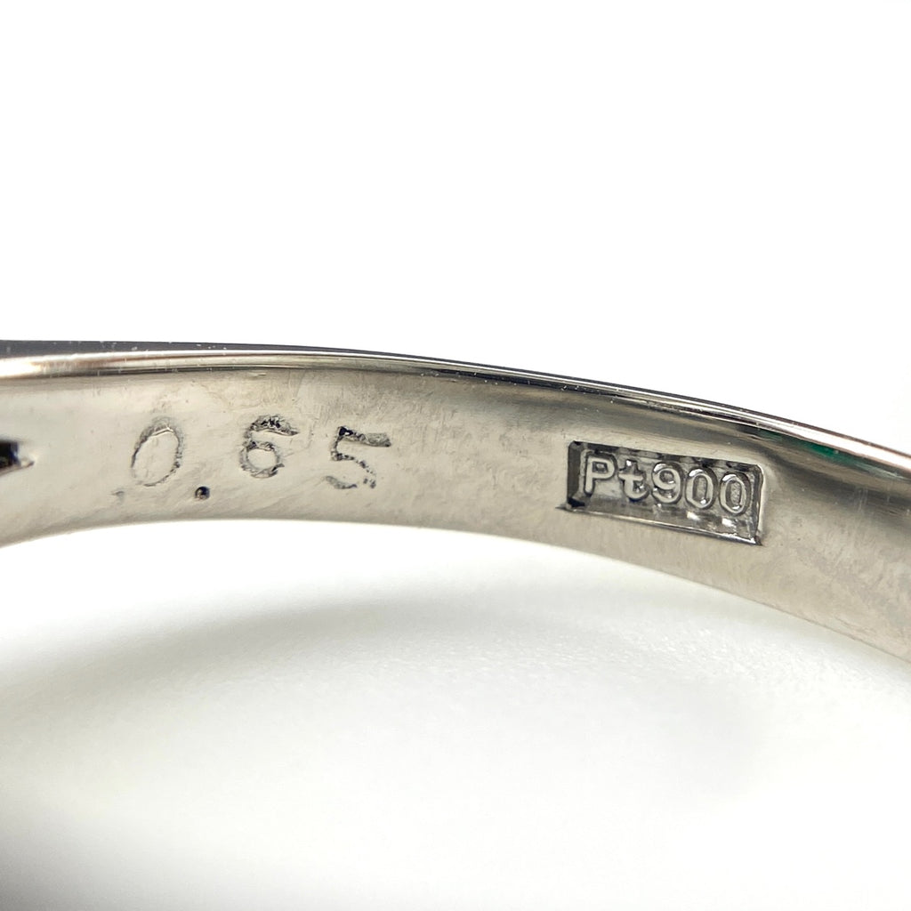 エメラルド デザインリング プラチナ メレダイヤ 指輪 リング 11.5号 Pt900 エメラルド ダイヤモンド レディース 【中古】nbjwl
