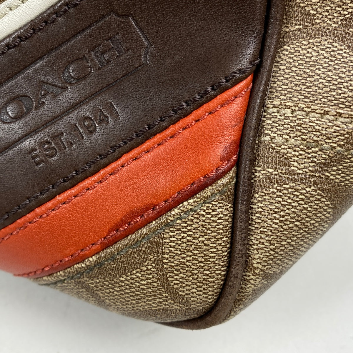 COACH ヘリテージ 2way トートバッグ シグネチャー レザー ブラウン