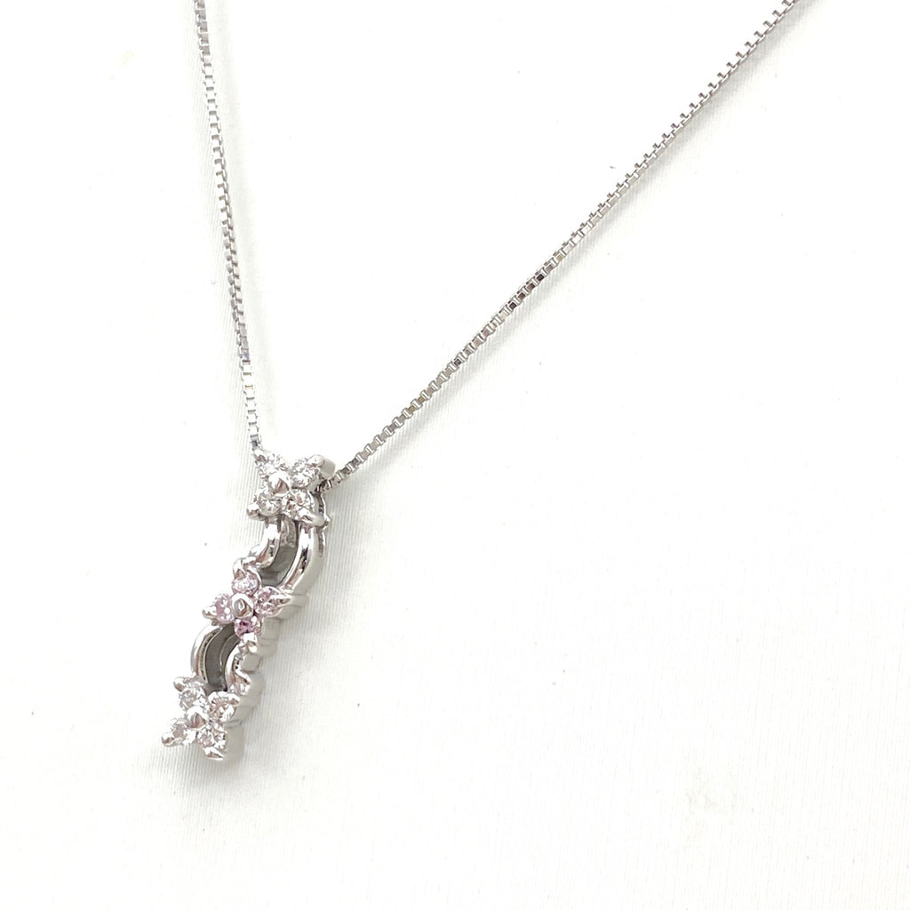 メレダイヤ デザインネックレス WG ホワイトゴールド ペンダント ネックレス K18 WG ダイヤモンド レディース 【中古】nbjwl