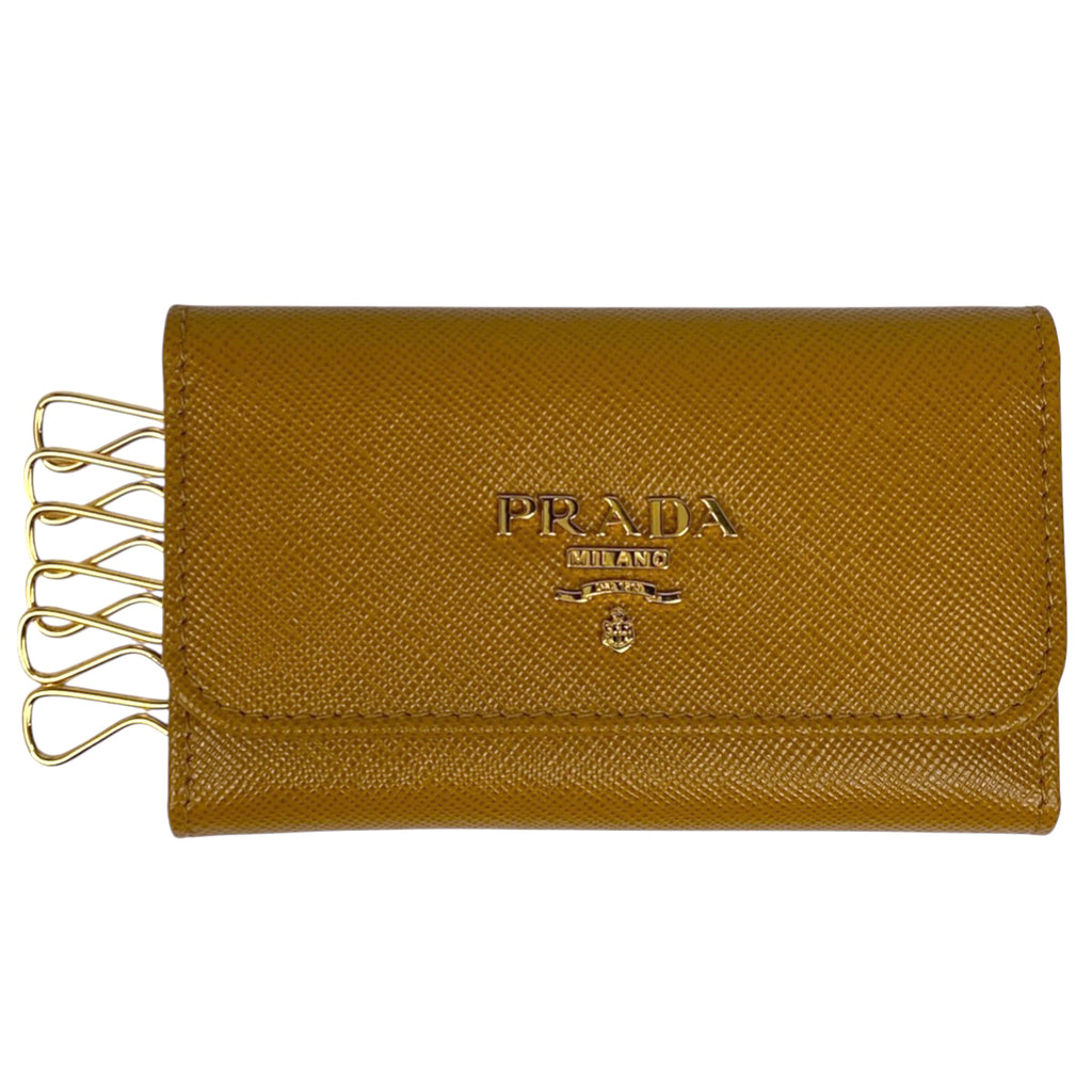 【未使用に近い】PRADA サフィアーノ　バイカラー　6連　キーケース PRADA - 【未使用に近い】PRADA サフィアーノ バイカラー 6連