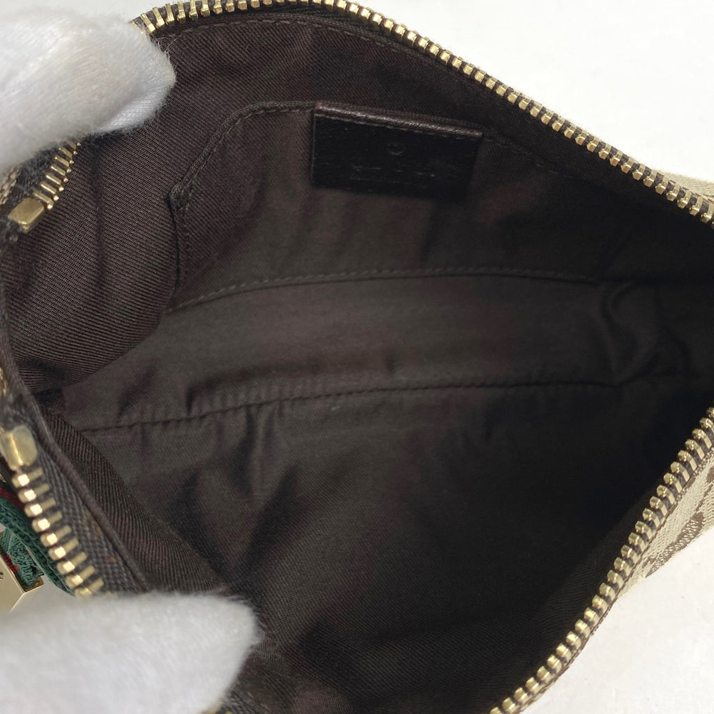 グッチ プリンシー ポーチ リボン GG柄 アクセサリーポーチ GGキャンバス ベージュ 162846 レディース 【中古】brbag