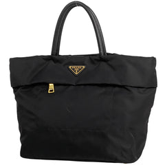 プラダ ロゴプレート ハンドバッグ 手提げ ハンドバッグ ナイロン ネロ(ブラック) レディース 【中古】