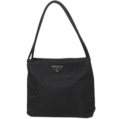 プラダ ロゴプレート ハンドバッグ ナイロン ネロ(ブラック) レディース 【中古】