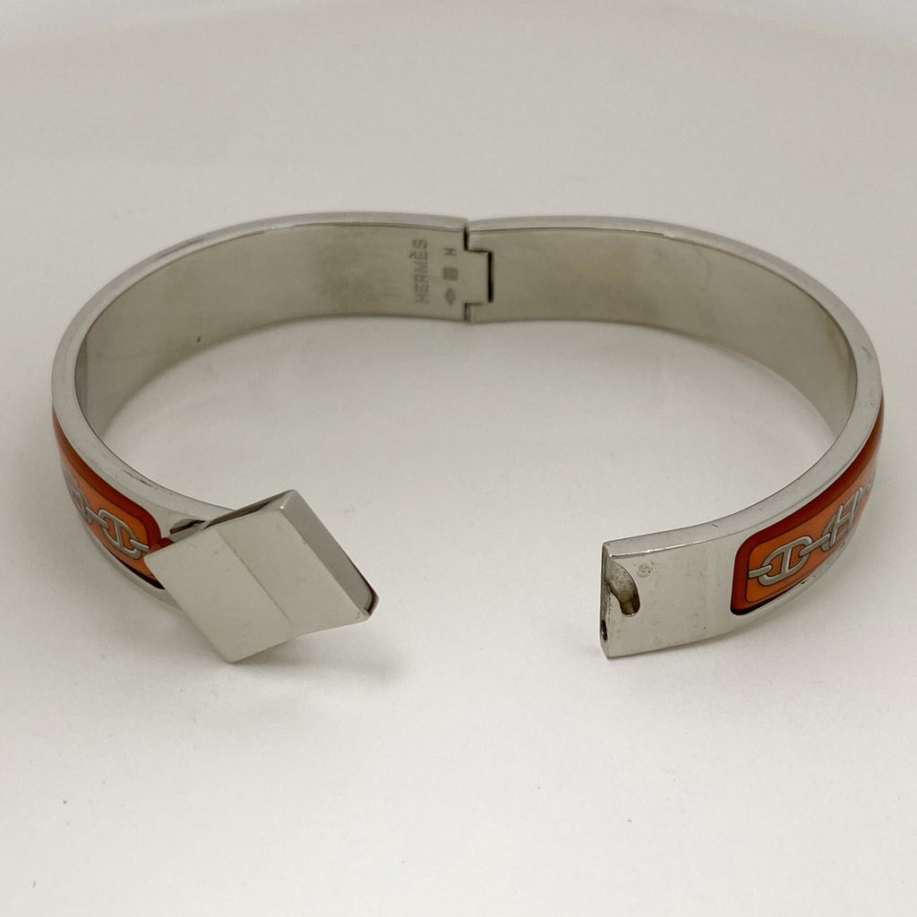 エルメス エマイユ PM 七宝焼き 腕輪 ブレスレット GP オレンジ シルバー レディース 【中古】 
 ラッピング可