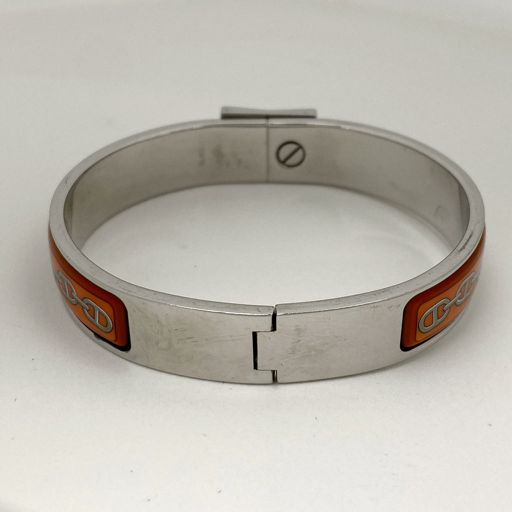 エルメス エマイユ PM 七宝焼き 腕輪 ブレスレット GP オレンジ シルバー レディース 【中古】 
 ラッピング可