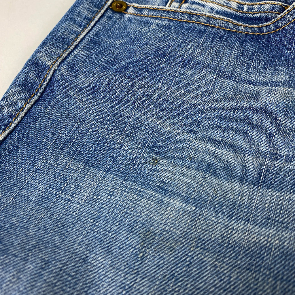 【在庫一掃】 クロエ ロゴボタン デニムパンツ ストレート ダメージ ボトムス デニムパンツ コットン ポリエチレン ブルー レディース 【中古】 brapp