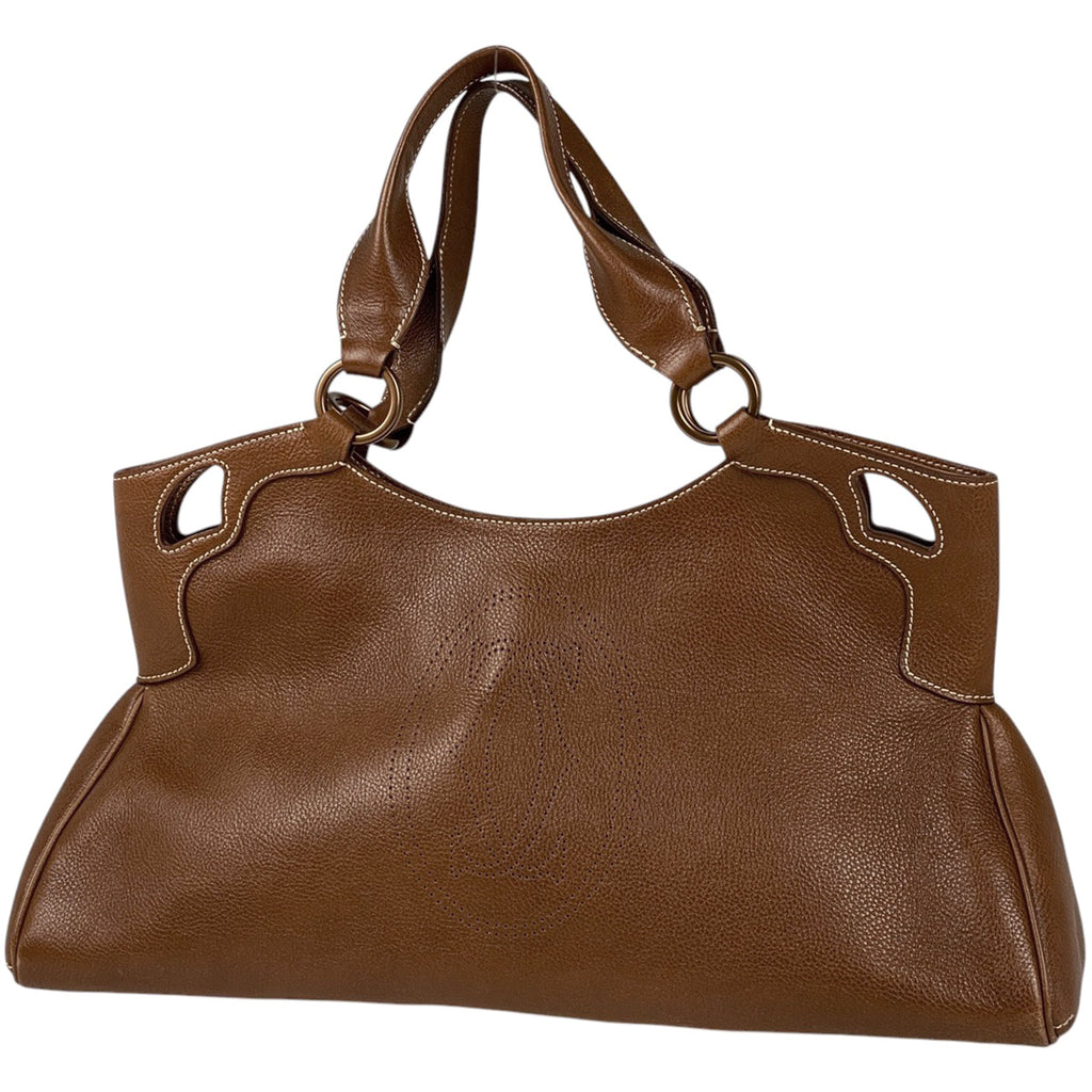 カルティエ マルチェロ トートバック ハンドバッグ トートバッグ レザー キャメル レディース 【中古】brbag