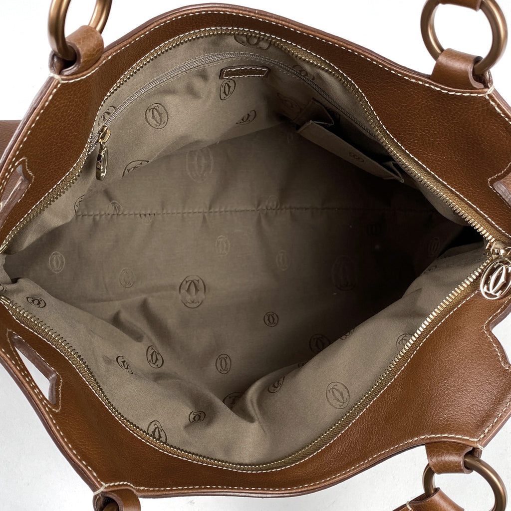 カルティエ マルチェロ トートバック ハンドバッグ トートバッグ レザー キャメル レディース 【中古】brbag